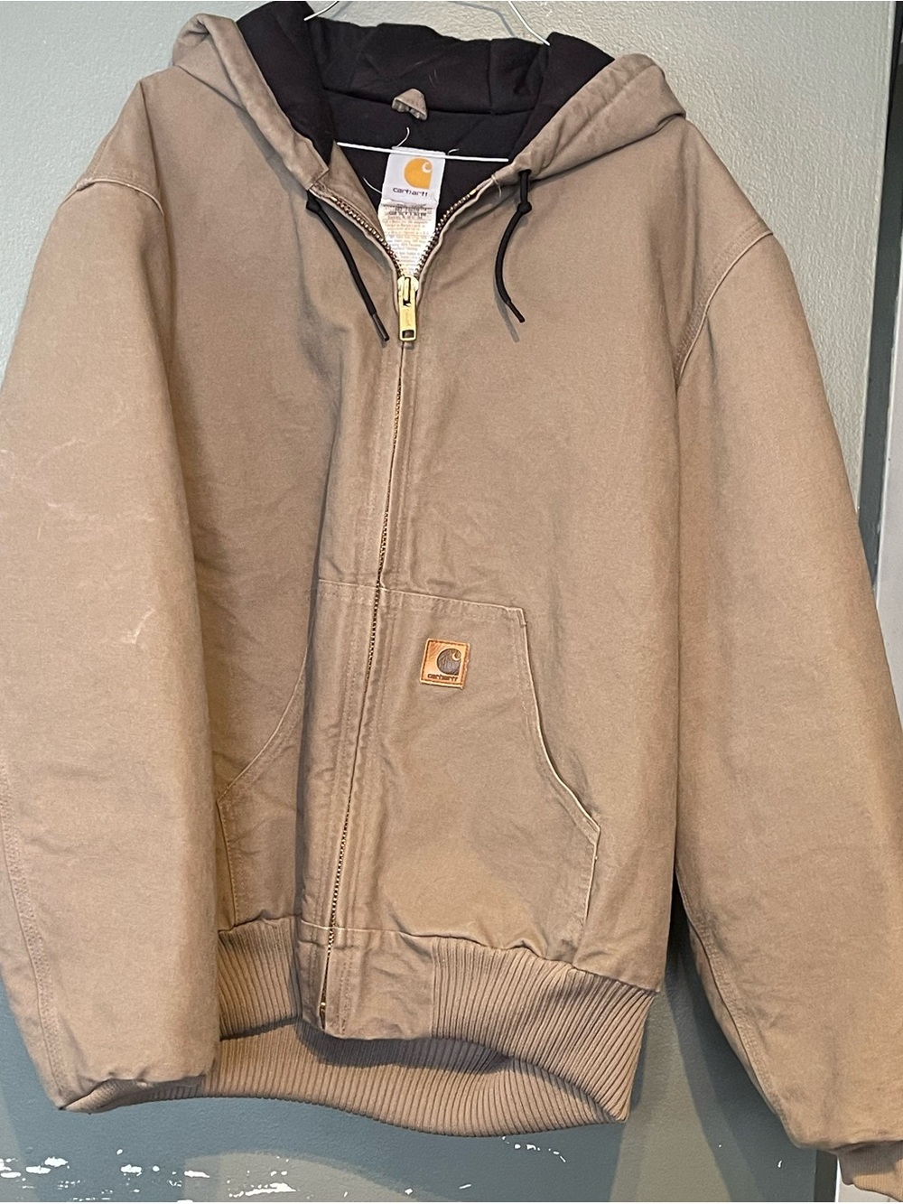 Carhartt Brown Hooded Work Jacket Size Medium